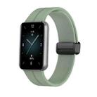 For Honor Band 9 Magnetic Folding Black Buckle Silicone Watch Band(Grey Green) - 1