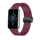 For Honor Band 9 Magnetic Folding Black Buckle Silicone Watch Band(Wine Red) - 1