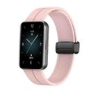 For Honor Band 9 Magnetic Folding Black Buckle Silicone Watch Band(Light Pink) - 1