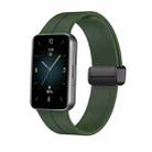 For Honor Band 9 Magnetic Folding Black Buckle Silicone Watch Band(Green) - 1