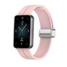 For Honor Band 9 Magnetic Folding Silver Buckle Silicone Watch Band(Light Pink) - 1