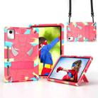 For Lenovo Tab M11/ Xiaoxin Pad 11 2024 Fold-Holder Spider Silicone Hybrid PC Tablet Case(Camouflage Rose Red) - 1