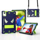 For Lenovo Tab M11/ Xiaoxin Pad 11 2024 Fold-Holder Spider Silicone Hybrid PC Tablet Case(Navy Yellow Green) - 1