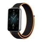 For Honor Band 9 Woven Nylon Loop Watch Band(Black Orange) - 1