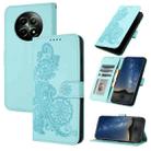 For Realme 12 5G Global Datura Flower Embossed Flip Leather Phone Case(Light blue) - 1