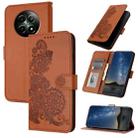 For Realme 12 5G Global Datura Flower Embossed Flip Leather Phone Case(Brown) - 1
