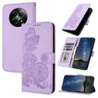 For Realme 12 5G Global Datura Flower Embossed Flip Leather Phone Case(Purple) - 1