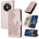 For Realme 12 Pro 5G Global/12 Pro+ 5G Global Datura Flower Embossed Flip Leather Phone Case(Rose Gold) - 1