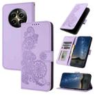 For Realme 12 Pro 5G Global/12 Pro+ 5G Global Datura Flower Embossed Flip Leather Phone Case(Purple) - 1