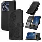 For Realme C55 4G Global/Narzo N55 Datura Flower Embossed Flip Leather Phone Case(Black) - 1