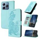For Realme C63 / C61 Global Datura Flower Embossed Flip Leather Phone Case(Light Blue) - 1