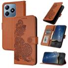 For Realme C63 / C61 Global Datura Flower Embossed Flip Leather Phone Case(Brown) - 1