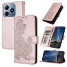 For Realme C63 / C61 Global Datura Flower Embossed Flip Leather Phone Case(Rose Gold) - 1