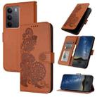 For Realme C75 Global Datura Flower Embossed Flip Leather Phone Case(Brown) - 1