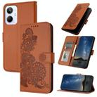 For Realme 10 4G Datura Flower Embossed Flip Leather Phone Case(Brown) - 1