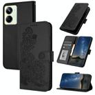 For Realme 10 Pro Datura Flower Embossed Flip Leather Phone Case(Black) - 1