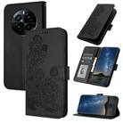 For Realme GT5 Pro Datura Flower Embossed Flip Leather Phone Case(Black) - 1