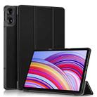 For Xiaomi Redmi Pad Pro 12.1 Custer Pure Color 3-Fold Stand Leather Smart Tablet Case(Black) - 1