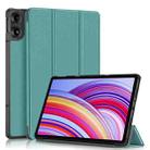 For Xiaomi Redmi Pad Pro 12.1 Custer Pure Color 3-Fold Stand Leather Smart Tablet Case(Dark Green) - 1