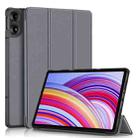 For Xiaomi Redmi Pad Pro 12.1 Custer Pure Color 3-Fold Stand Leather Smart Tablet Case(Grey) - 1