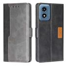 For Motorola Moto G Play 4G 2024 Contrast Color Side Buckle Leather Phone Case(Black + Grey) - 1