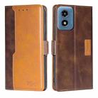 For Motorola Moto G Play 4G 2024 Contrast Color Side Buckle Leather Phone Case(Dark Brown + Gold) - 1