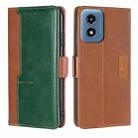 For Motorola Moto G Play 4G 2024 Contrast Color Side Buckle Leather Phone Case(Light Brown + Green) - 1