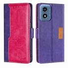 For Motorola Moto G Play 4G 2024 Contrast Color Side Buckle Leather Phone Case(Purple + Rose Red) - 1