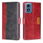 For Motorola Moto G Play 4G 2024 Contrast Color Side Buckle Leather Phone Case(Red + Black) - 1