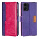 For Motorola Moto G24 4G Contrast Color Side Buckle Leather Phone Case(Purple + Rose Red) - 1