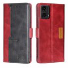 For Motorola Moto G24 4G Contrast Color Side Buckle Leather Phone Case(Red + Black) - 1