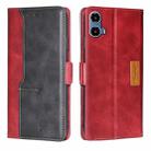 For Motorola Moto G34 5G Contrast Color Side Buckle Leather Phone Case(Red + Black) - 1