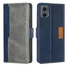 For Motorola Edge 5G 2024 Contrast Color Side Buckle Leather Phone Case(Blue + Grey) - 1