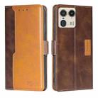 For Motorola Edge 50 Ultra Contrast Color Side Buckle Leather Phone Case(Dark Brown + Gold) - 1