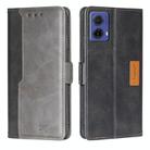For Motorola Moto G85 5G Contrast Color Side Buckle Leather Phone Case(Black + Grey) - 1