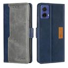 For Motorola Moto G85 5G Contrast Color Side Buckle Leather Phone Case(Blue + Grey) - 1