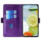 For Motorola Moto G85 5G Contrast Color Side Buckle Leather Phone Case(Purple + Rose Red) - 3