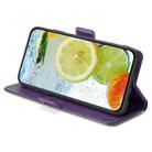 For Motorola Edge 50 5G Contrast Color Side Buckle Leather Phone Case(Purple + Rose Red) - 3