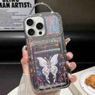For iPhone 15 Pro Max Electroplated Card Slot Laser Butterfly Cardboard TPU Phone Case(Silver) - 1
