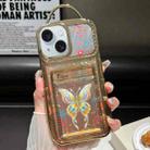 For iPhone 15 Electroplated Card Slot Laser Butterfly Cardboard TPU Phone Case(Gold) - 1