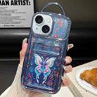 For iPhone 14 Plus Electroplated Card Slot Laser Butterfly Cardboard TPU Phone Case(Blue) - 1