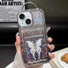 For iPhone 14 Electroplated Card Slot Laser Butterfly Cardboard TPU Phone Case(Silver) - 1