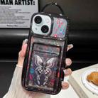 For iPhone 14 Electroplated Card Slot Laser Butterfly Cardboard TPU Phone Case(Black) - 1