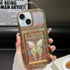 For iPhone 13 Electroplated Card Slot Laser Butterfly Cardboard TPU Phone Case(Gold) - 1