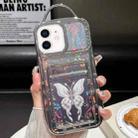 For iPhone 12 Electroplated Card Slot Laser Butterfly Cardboard TPU Phone Case(Silver) - 1