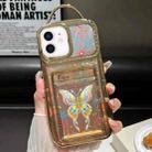 For iPhone 12 Electroplated Card Slot Laser Butterfly Cardboard TPU Phone Case(Gold) - 1