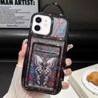 For iPhone 12 Electroplated Card Slot Laser Butterfly Cardboard TPU Phone Case(Black) - 1