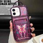 For iPhone 12 Electroplated Card Slot Laser Butterfly Cardboard TPU Phone Case(Purple) - 1