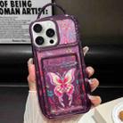 For iPhone 12 Pro Electroplated Card Slot Laser Butterfly Cardboard TPU Phone Case(Purple) - 1