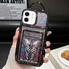 For iPhone 11 Electroplated Card Slot Laser Butterfly Cardboard TPU Phone Case(Black) - 1